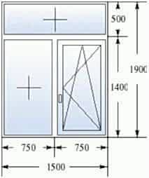 Т-образное окно 1500х1900